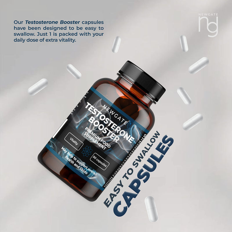 Testosterone Booster 90 Capsules for men - with Garlic Extract 1000mg - High Strength Prime Supplement - Made in The UK – Halal - BeesActive Australia