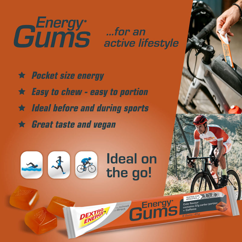 Dextro Energy I Energy Gums | Cola + Caffeine I Pocket Size Energy on the Go | For active lifestyle| Good Taste I Vegan I 8 x 45 g - BeesActive Australia