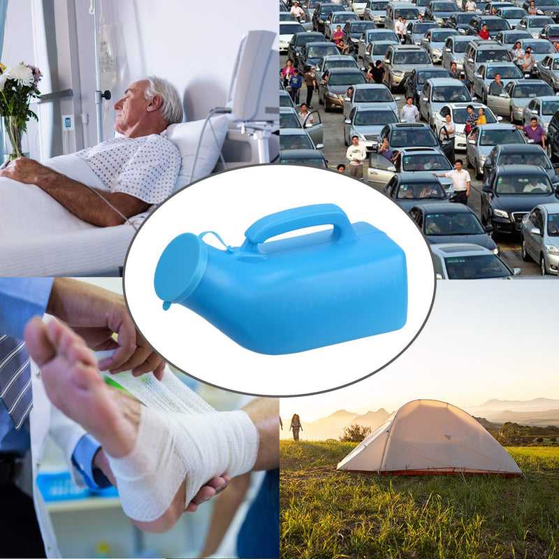 Urinals for Men Thick Firm Portable Urinal, Urine Collection for Hospital, Incontinence, Elderly, Travel Bottle and Emergency (Blue) Blue - BeesActive Australia
