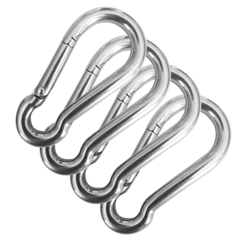 Lifesport Gear 3 Inch Marine Grade 316 Marked Stainless Steel Carabiner Clips, 4 Pack Heavy Duty Spring Snap Hooks for Gym, Boating, Camping, Travelling, Outdoor Activities - BeesActive Australia