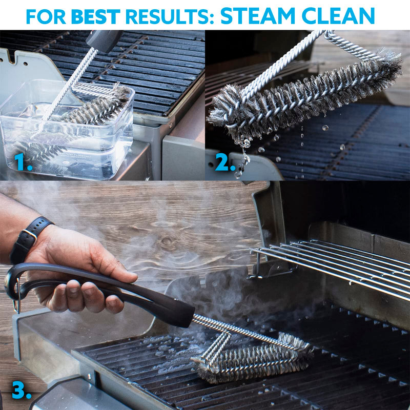 Kona 360/Clean Grill Brush - Powerful 30-Second Grill Cleaner - The World's Best Grill Brush, Bristle | Free of Brass Wire & Safe BBQ Grill Brush, BBQ Brush Accessory for Grill Cleaning Kit - 18 Inch 1 Black - BeesActive Australia