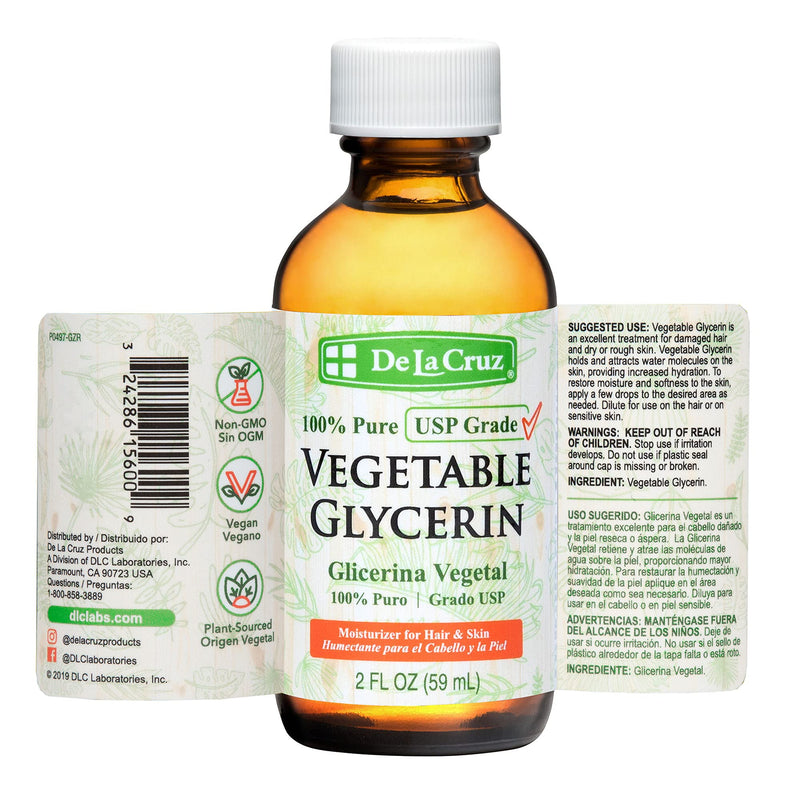De La Cruz Vegetable Glycerin, 100% Pure Liquid Glycerine USP Grade for Hair, Skin and DYI Projects 2 FL. OZ. - BeesActive Australia
