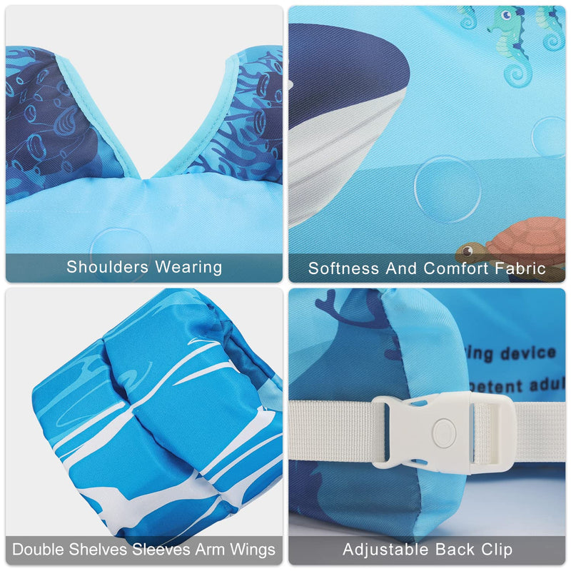 DOOHALO Kids Swim Floats for 28-70 Pounds Kid Arm Shoulder Float Vest Fit for 2 - 8 Years Older Boys Girls Toddler Baby Children Whale - BeesActive Australia