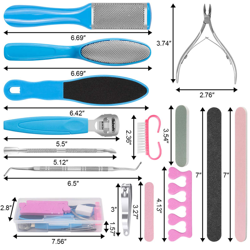 EAONE 20 in 1 Foot Files Professional Pedicure Tools Set Foot Callus Remover Foot Scrubber Dead Skin Remover Pedicure Kits for Women and Men Feet Care - BeesActive Australia