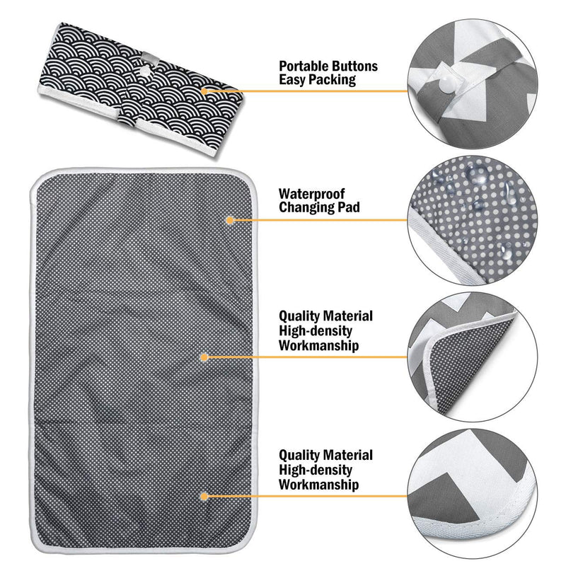 Foldable Travel Changing Mat Portable Baby Change Mat Waterproof Travel Changing Mat for Home Travel Outside (Black) Black - BeesActive Australia