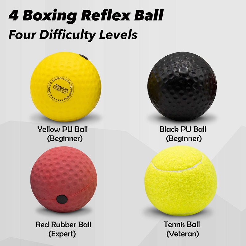 Boxvale Boxing Reflex Ball for Hand Eye Coordination Training, Set of 4 Multilevel Agility Balls with a Headband and a Pair of Hand Wraps. Perfect Reflex Training Kit for Adults and Kids - BeesActive Australia