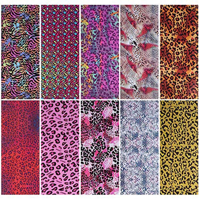 Nail Art Foil Transfer Stickers Design Leopard Print Nail Art Supplies Foil Transfers 10 Rolls Nail Decals Nail Extension Gel Art Decorations for Women Poly Nail Gel DIY - BeesActive Australia