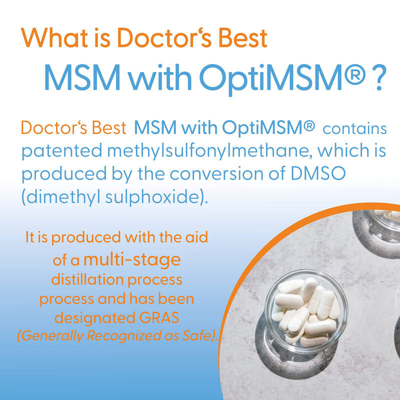 Doctor's Best, MSM, with OptiMSM, 1500 mg, 120 Vegan Tablets, Highly Dosed, Laboratory Tested, SOYA-Free, Gluten-Free, Non-GMO, Natural Sulphur - BeesActive Australia