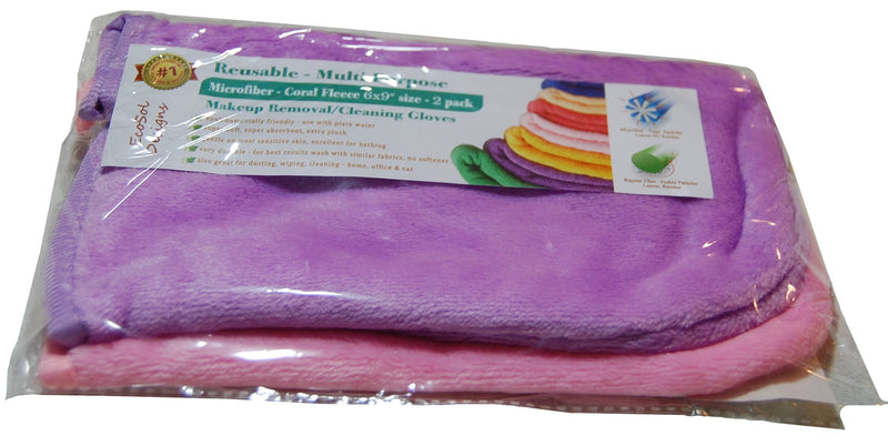 Plush Microfiber Towels/WASHCLOTHS, Ultra Soft Thick (Mittens - Pink, Lavender) Mittens - Pink, Lavender - BeesActive Australia