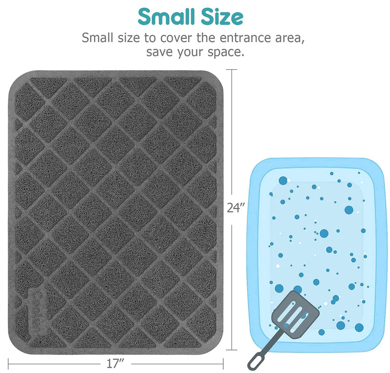 Conlun Cat Litter Mat Litter Trapping Mat, Premium Durable PVC Grid Mesh with Scatter Control, Non-Slip, Less Waste Cat Litter Box Mat, Soft on Kitty’s Paws, Urine Waterproof, Washable Easy Clean Small (24" x 17") Grey - BeesActive Australia