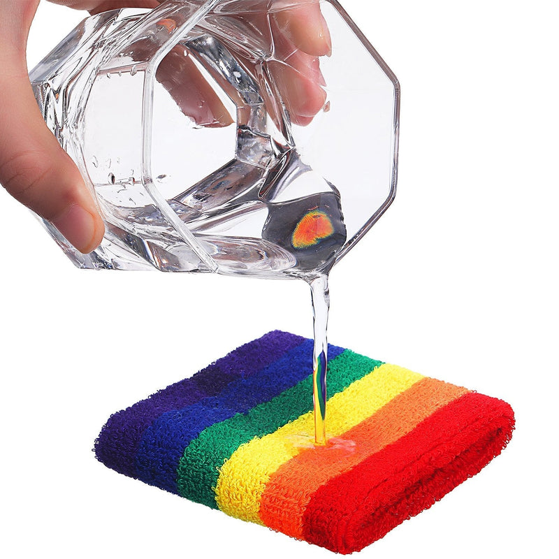 WILLBOND 3 Pieces Sweatbands Set, Includes Sports Headband and Wrist Sweatbands Striped Sweat Band for Athletic Men and Women (Rainbow) - BeesActive Australia