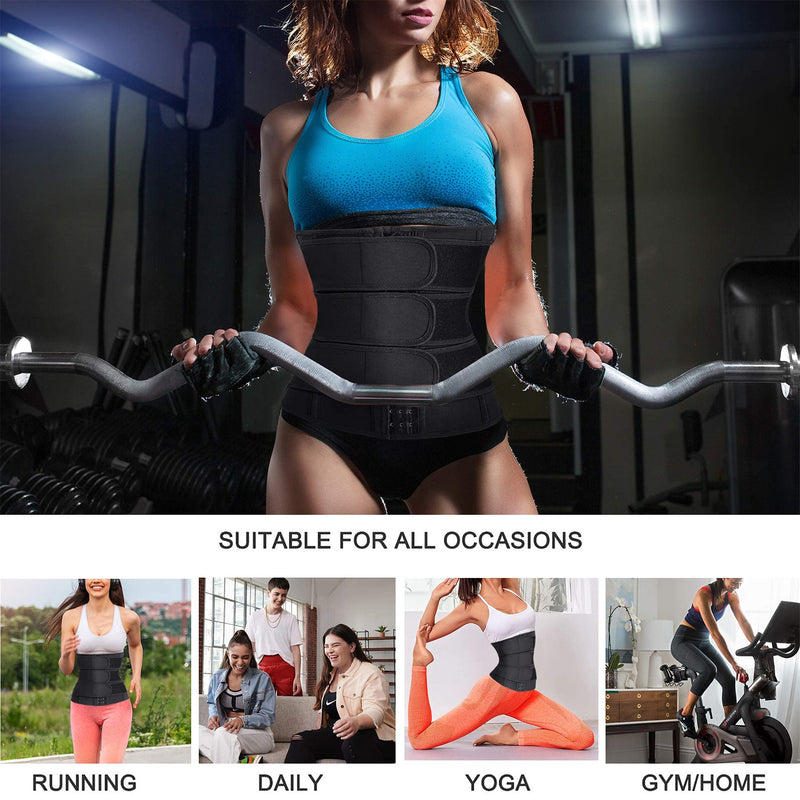 Eleady Waist Trainer Trimmer Belt for Women Corset Slimming Body Shaper Cincher Sauna Sweat Band Workout Sport Girdles Black Small - BeesActive Australia