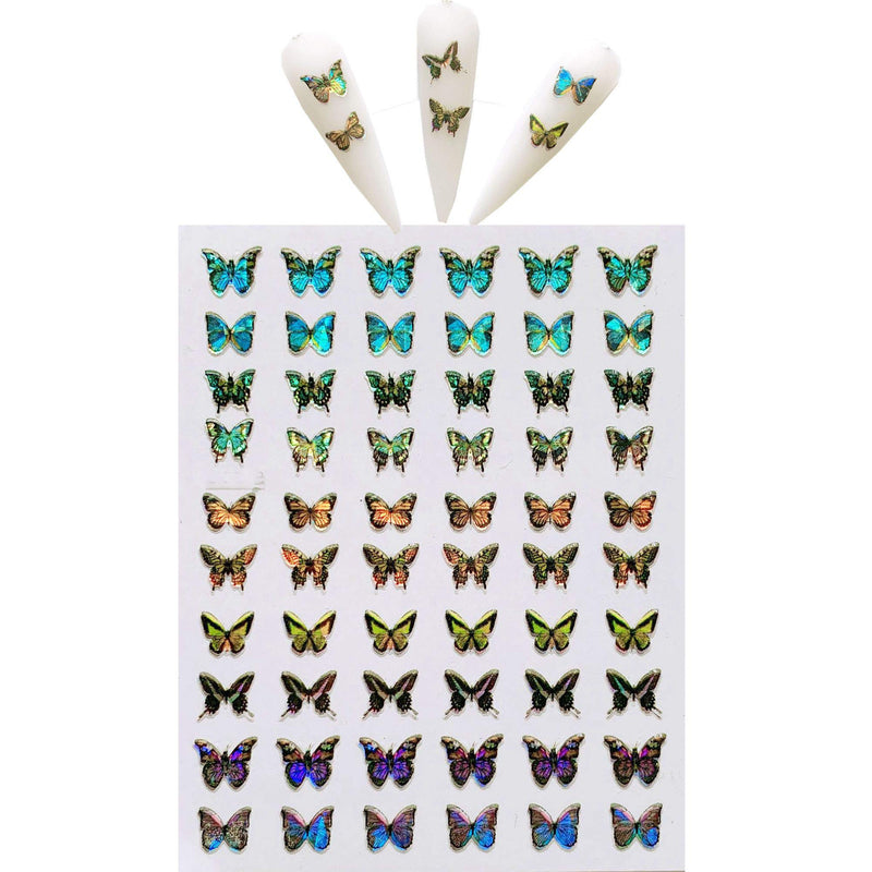NAIL ANGEL 9sheets Nail Art Adhesive Sticker Sheets Different Laser Color Butterfly Shapes Nail Art Decoration 10215 - BeesActive Australia