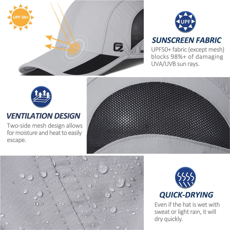 GADIEMKENSD Outdoor Running Hat Unstructured Sports Cap Quick Dry Mesh for Adults Light Gray 7-7 1/2 - BeesActive Australia