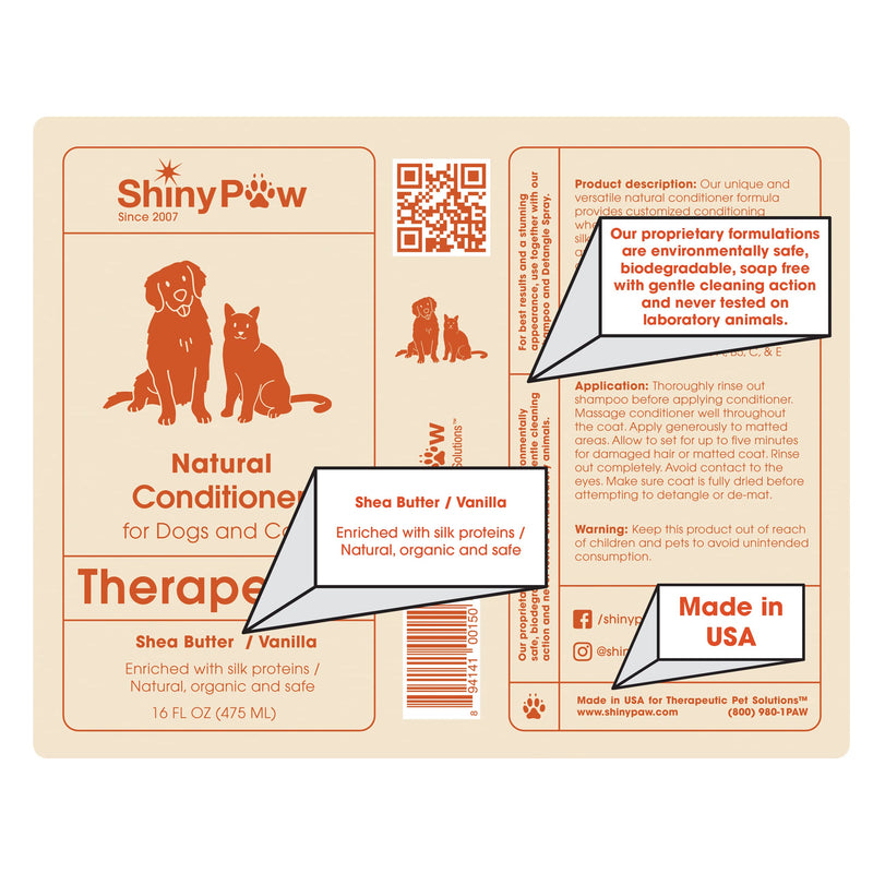 Dog Conditioner - Shea Butter & Vanilla Conditioner for Dogs - All Natural Dog Moisturizer for Dry Skin Made in The USA by ShinyPaw - BeesActive Australia
