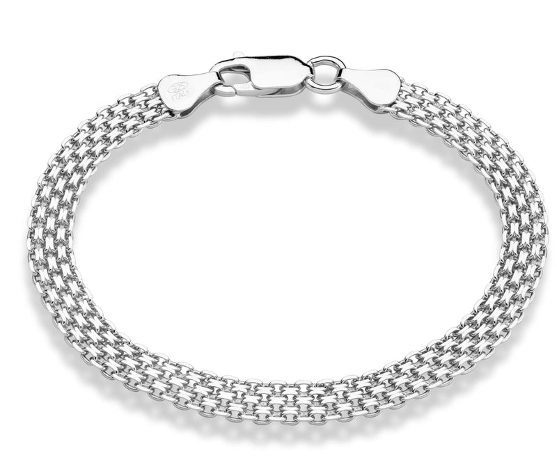 Miabella 925 Sterling Silver Italian 6mm Solid Bismark Mesh Link Chain Bracelet for Women, Made in Italy Length 7 Inches (women's average length) - BeesActive Australia