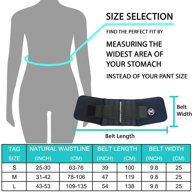 Waist Trimmer Trainer Belt for Women Men Sport Sweat Workout Body Shaper Sauna Black M (Waistline 31"-42") - BeesActive Australia