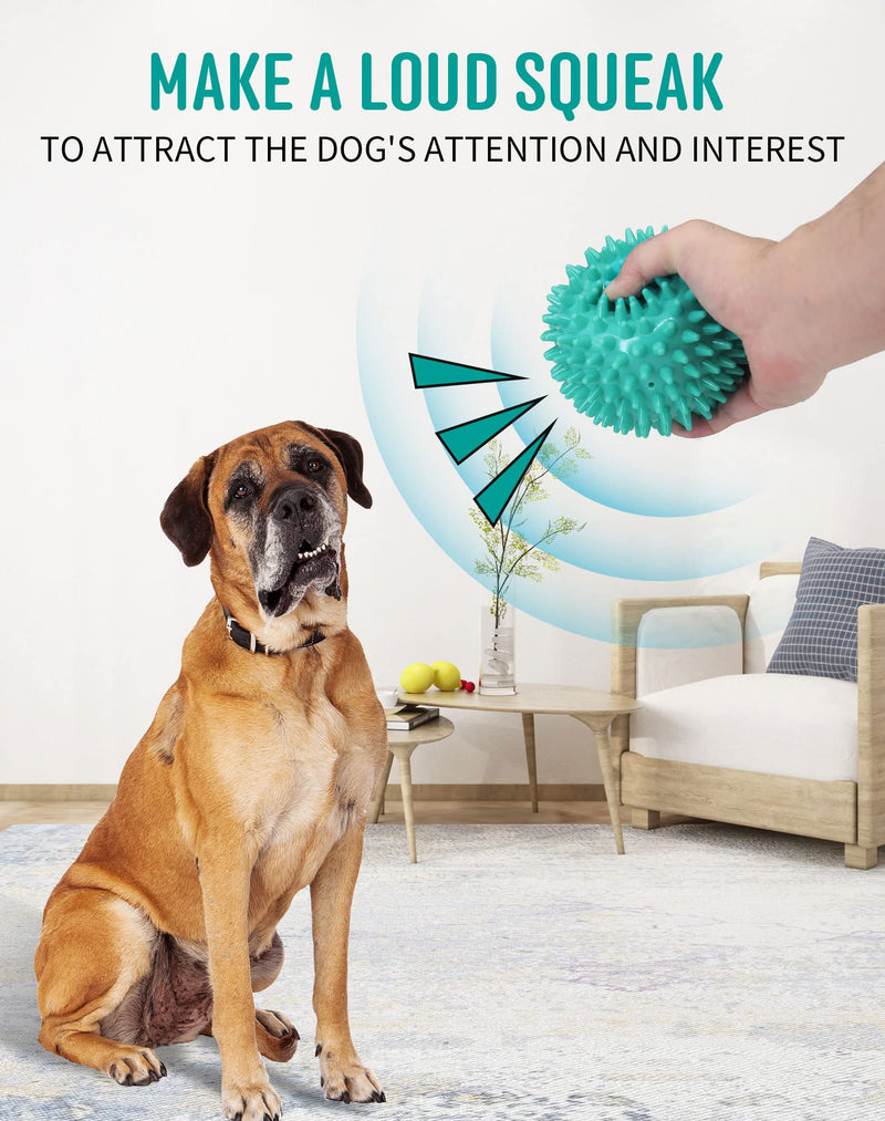 2 Pack 4.5” Heavy Duty Squeaky Dog Ball for Medium Large Dogs, Spikey Dog Ball Toys for Clean Teeth and Training, Large Dog Toys for Aggressive Chewers - BeesActive Australia