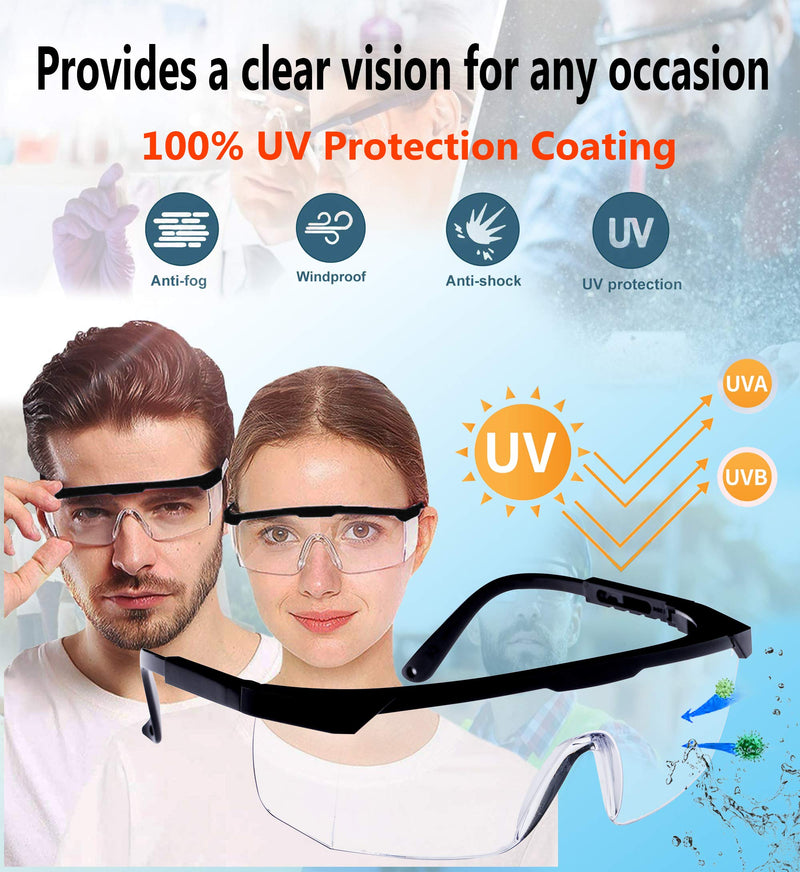 Protective Goggles Over Eye Glasses Safety for Work Lab Mask Shield Googles Scratch Resistant Splash/Dust Proof Eyewear - BeesActive Australia