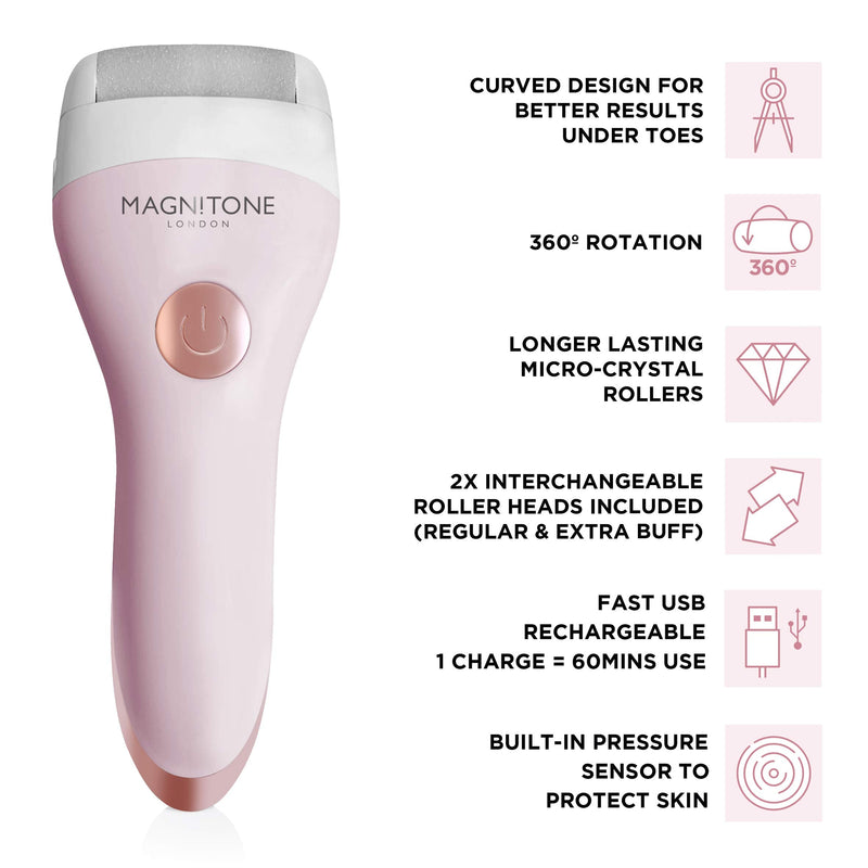 Magnitone Well Heeled 2 Rechargeable Express Pedicure System Electric Hard Skin Remover, Pink, 1 count - BeesActive Australia