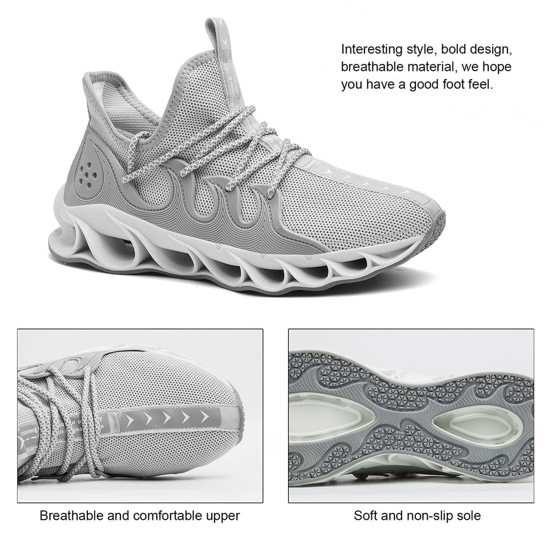 Mens Running Sneakers Slip on Walking Shoes Tennis Comfort Work Soft Sole Trainers 8.5 Grey - BeesActive Australia