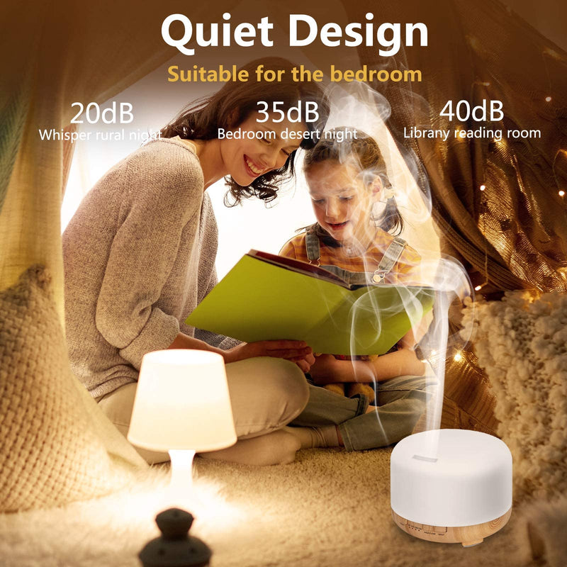 Hianjoo Essential Oil Diffuser 450ml, Electric Aroma Ultrasonic Aromatherapy Fragrant Oil Vaporizer Humidifier, Purifies The Air, Timer and Auto-Off Safety Switch, 7 LED Light Colors (Light Brown) Light Brown - BeesActive Australia