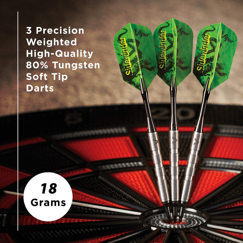 [AUSTRALIA] - Viper Sidewinder 80% Tungsten Soft Tip Darts, 18 Grams Fine Knurling 