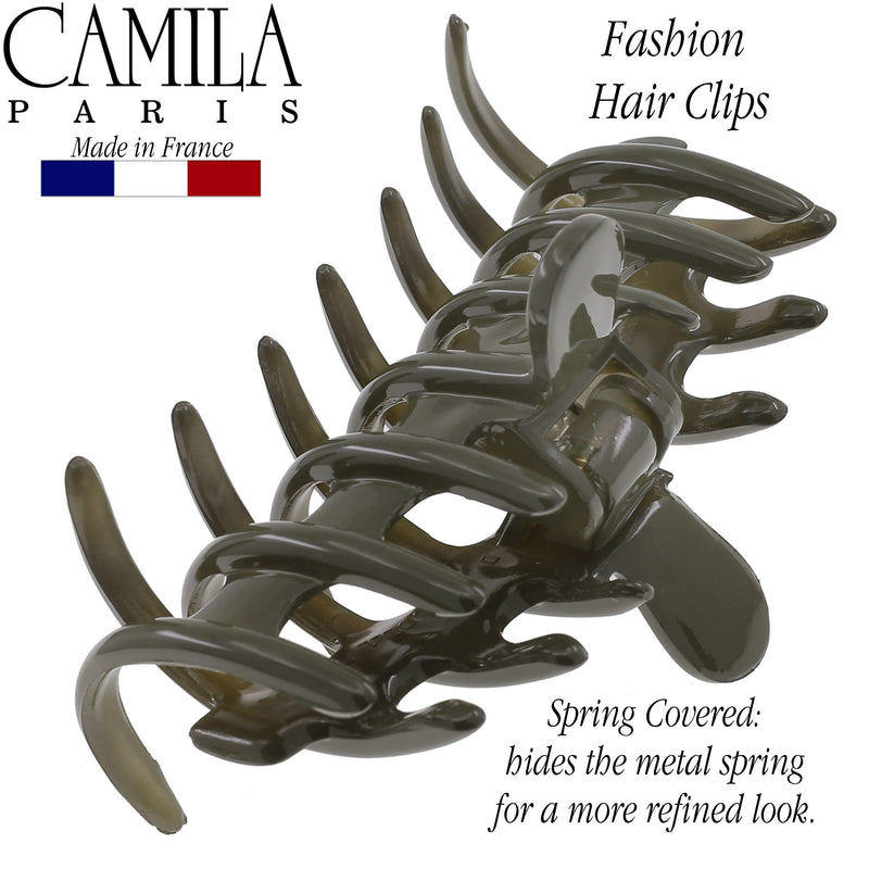 Camila Paris CP3487 French Medium Hair Clips for Women Thick Hair for Long Curly Wavy Hair, Girls Hair Claw Clip, Durable Styling Big Claw Clip for Thick Hair, Strong Hold No Slip Grip, Made in France 1 Count (Pack of 1) Green 3.5" - BeesActive Australia