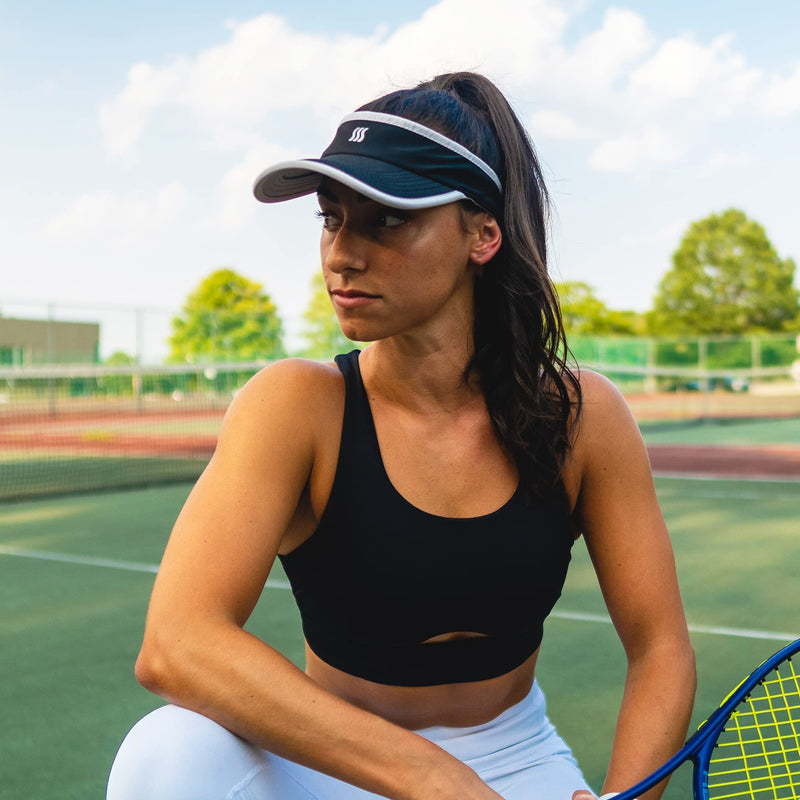 SAAKA Sport Visor for Women. Soft, Stretchy, Lightweight & Adjustable. Running, Tennis, Golf & Sports. Black - BeesActive Australia