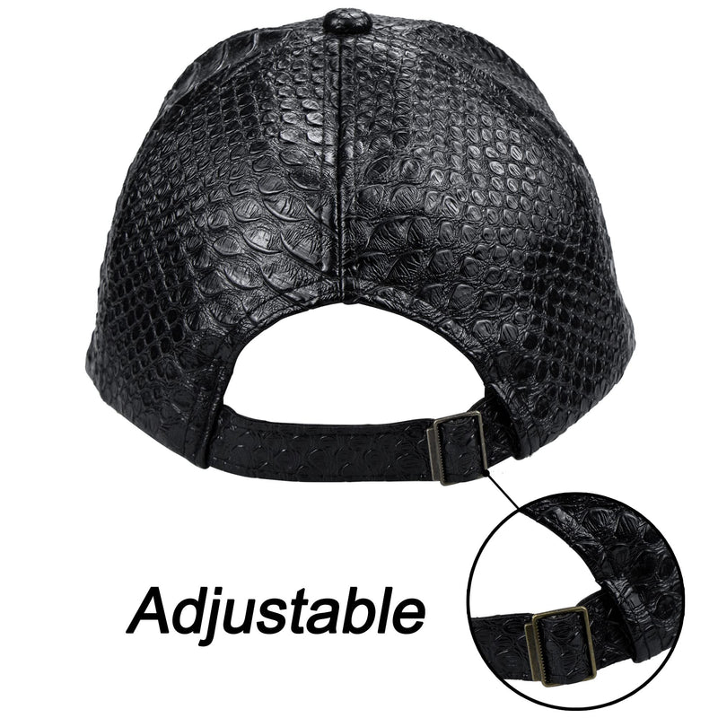 INOGIH Snakeskin-Leather Baseball-Cap Unisex Casual-Dad-Hat Adjustable Snapback for Women Men Black - BeesActive Australia