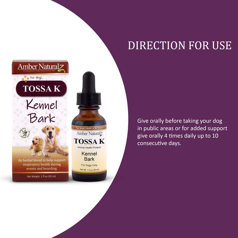 AMBER NATURALZ - TOSSA K - Kennel Bark - for Dogz - 1 Ounce - BeesActive Australia
