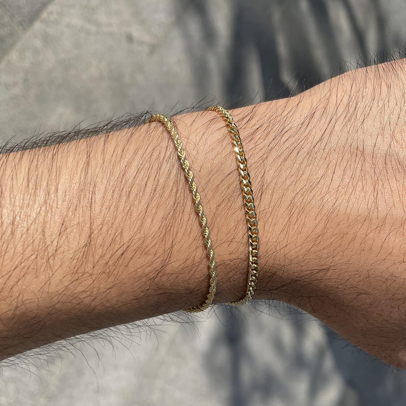 Poaiiu Silver/Gold Layered Chain Bracelets Sets for Men Women Sterling Silver Rope Figaro Cuban Link Chain Bracelets Set Men Jewelry Gifts for Dad Boyfriend Husband Rope Gold - BeesActive Australia