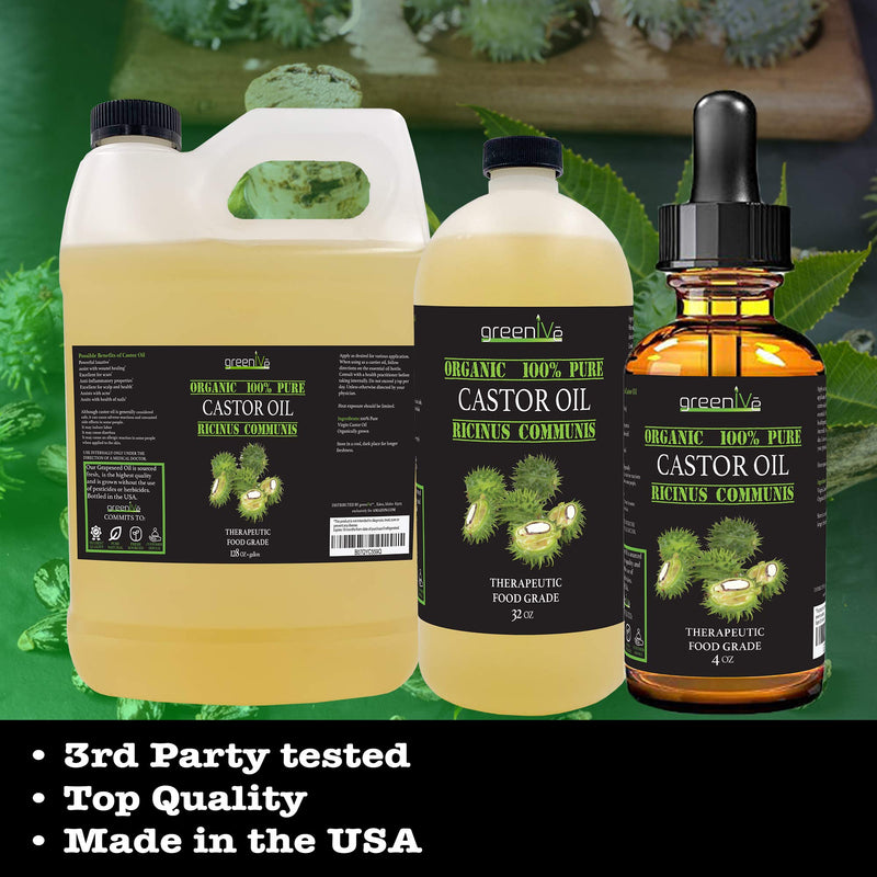 GreenIVe - 100% Pure Castor Oil - Cold Pressed - Hexane Free - Exclusively on Amazon (4 Ounce) 4 Ounce - BeesActive Australia