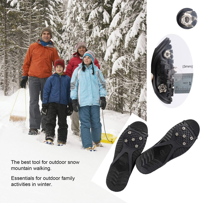 labato 2 Pairs Walk Traction Cleats Non Slip Gripper Spike, Walk Traction Ice Cleat Spikes Grips Crampons for Walking on Snow and Ice black - BeesActive Australia