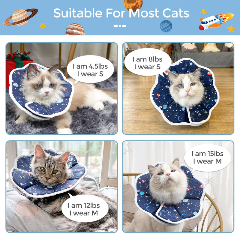 ComSaf Soft Cat Recovery Collar, Protective Adjustable Pet Cone Collar for After Surgery, Comfortable Lightweight Elizabethan Collar for Cat Kitten Prevent from Licking Wounds, Not Block Vision S (Neck:7-9 in) - BeesActive Australia