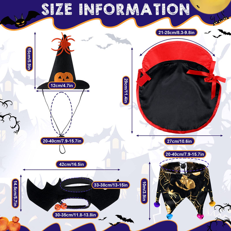 5 Pieces Halloween Cat Costumes Cat Bat Wings Kitten Costume Cat Vampire Cloak Reversible Pumpkin Bat Cape Cat Pumpkin Witch Purple Cloak Red Cloak - BeesActive Australia