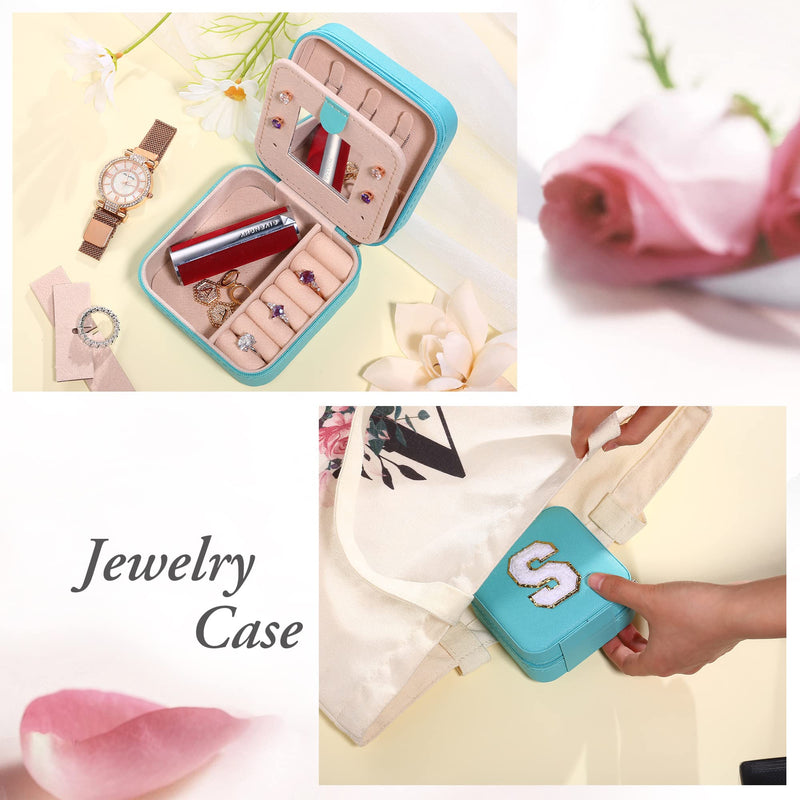 Yqljew Travel Jewelry Box for Women Girls, H Initial Jewelry Box | Small Jewelry Box | Travel Jewelry Box for Women | Travel Jewelry Case | Gifts for Women Girls | Travel Jewelry Organizer Blue - BeesActive Australia