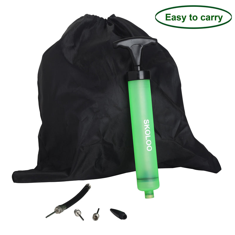 Skoloo 10" Portable Hand Air Ball Pump Inflator Kit with Needle, Nozzle, Extension Hose for Soccer Basketball Football Volleyball Water Polo Rugby Exercise Sports Ball Balloon Swim Inflatables Green - BeesActive Australia
