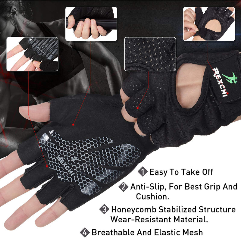 2 Pairs Workout Gloves Women Adjustable Weight Lifting Gloves Gym Exercise Workout Gloves Breathable Training Gloves for Men and Women Fitness, Biking, Pull up, Cycling Black Small - BeesActive Australia