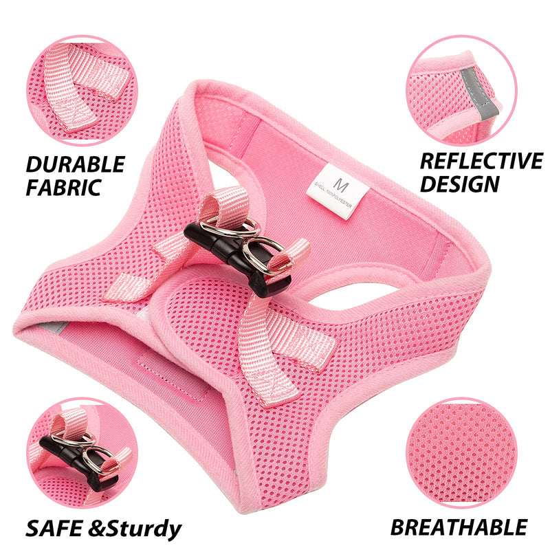 PINA Dog Harness for Small Medium Dogs No Pull, Dog Harness and Leash Set, No Choke Breathable Mesh Dog Vest Harness, Lightweight Adjustable Small Medium Dog Harness - Easy to Put On and Take Off S(Neck:10-13" ; Chest:14-17") Pink - BeesActive Australia