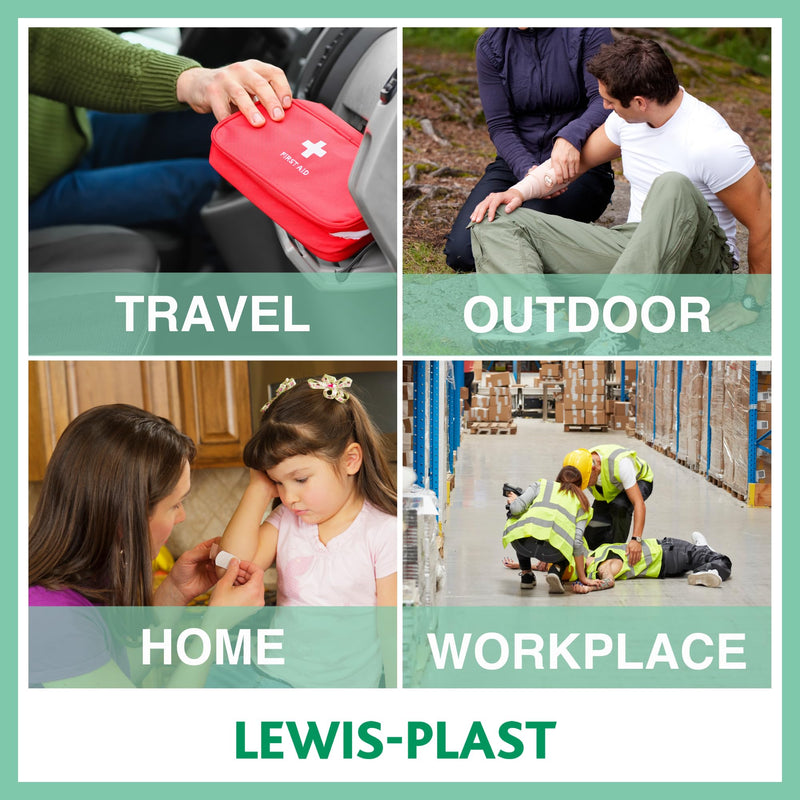 Lewis-Plast Premium 92 Piece First Aid Kit - Safety Essentials for Travel, Car, Home, Camping, Work, Hiking & Holiday Red , Small - BeesActive Australia
