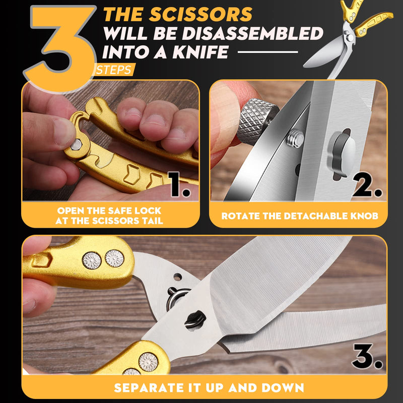 Poultry Shears, Germany Detachable Heavy Duty Kitchen Scissors, Golden Kitchen Shears With Knife Bottle Opener Gift Box, Multipurpose Kitchen Shears For Cooking Chicken Meat Turkey Thanksgiving Germany Detachable Poultry Shear - BeesActive Australia