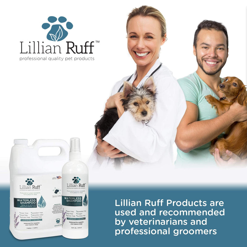 Lillian Ruff Waterless No-Rinse Dog Dry Shampoo Spray with Hydrating Essential Oils - pH-Balanced Dry Shampoo for Dogs - Clean, Condition, Detangle & Deodorize Dry, Sensitive Skin Lavender Coconut With Bath Brush - BeesActive Australia