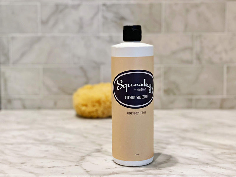 Freshly Squeezed Body Lotion - a blend of organic shea butter plus the citrus scents of orange and passion fruit nourishes your skin. Squeaky by Mom Bomb Body Lotion leaves skin feeling moisturized. - BeesActive Australia