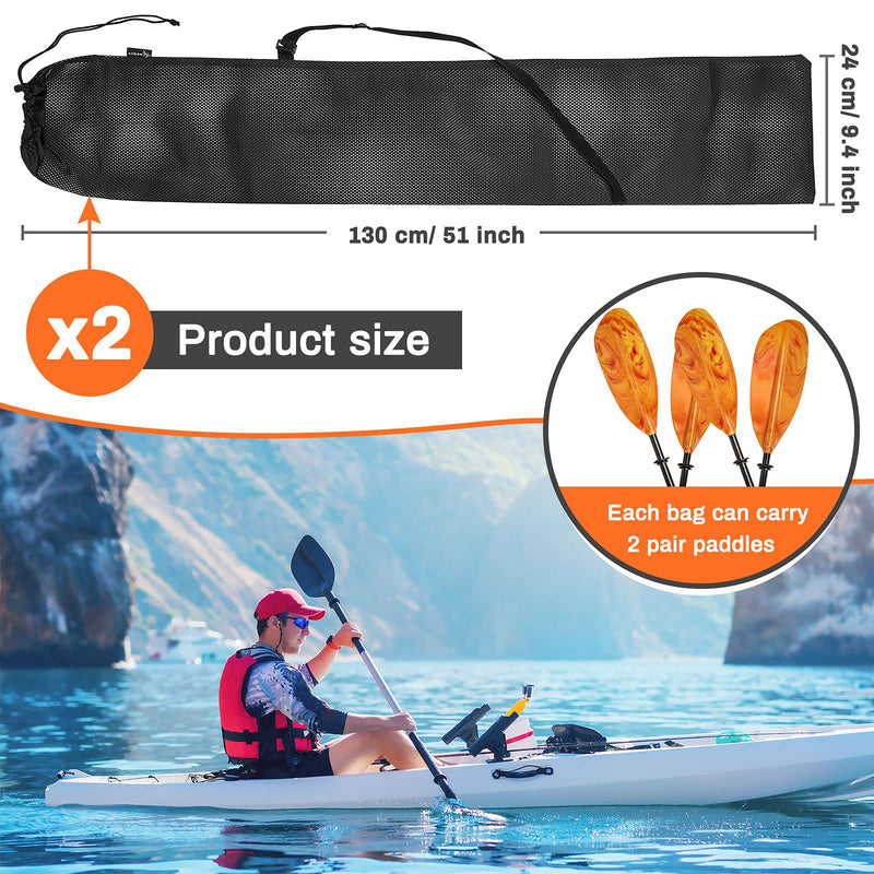 2 Pieces Drawstring Mesh Kayak Paddle Bag Adjustable Shoulder Strap Paddle Storage Bag Portable Kayak Paddle Storage Bag Long Kayak Boat Canoe Paddle Storage Bag for Storage Transport - BeesActive Australia