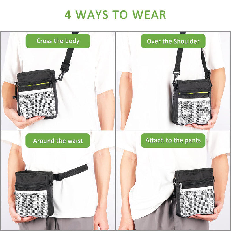 Left&Right - Dog Clicker Training Kit,Dog Training Treat Pouch and Dog Clickers,Dog Treat Bag with Clicker Training for Dogs,Pet Treat Bag with Waist Belt Shoulder Strap Poop Bag Dispenser 7.0x5.5x2.4 in Black Clicker Set - BeesActive Australia