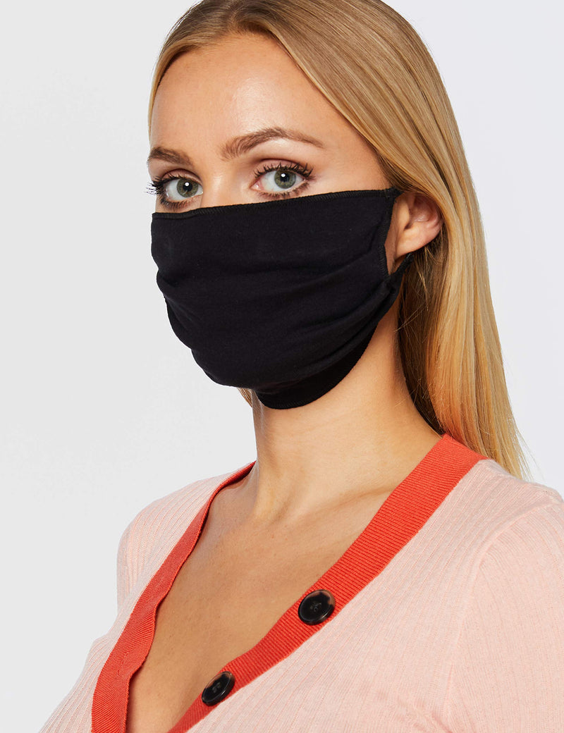 Oscar Apparels Reusable Face Mask, 100% BCI Cotton with Elastic Loop, Adult (5 Pack) One Size (Pack of 5) Black - BeesActive Australia