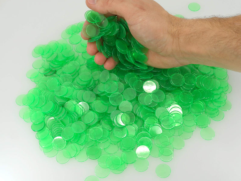 Regal Games - 500 Transparent Bingo Chips - 3/4 Inch - for Large Group Games, Game Night, Bingo Hall, & Educational Activities - Ages 5+ - 500 Count Green - BeesActive Australia