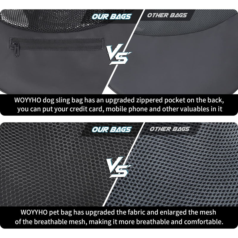 WOYYHO Small Pet Dog Sling Carrier Zipper Pocket Breathable Puppy Sling Carrier with Removable Bottom Adjustable Safe Dog Crossbody Carrier for Small Medium Dogs Cats Rabbit Outdoor Travel Cyan - BeesActive Australia