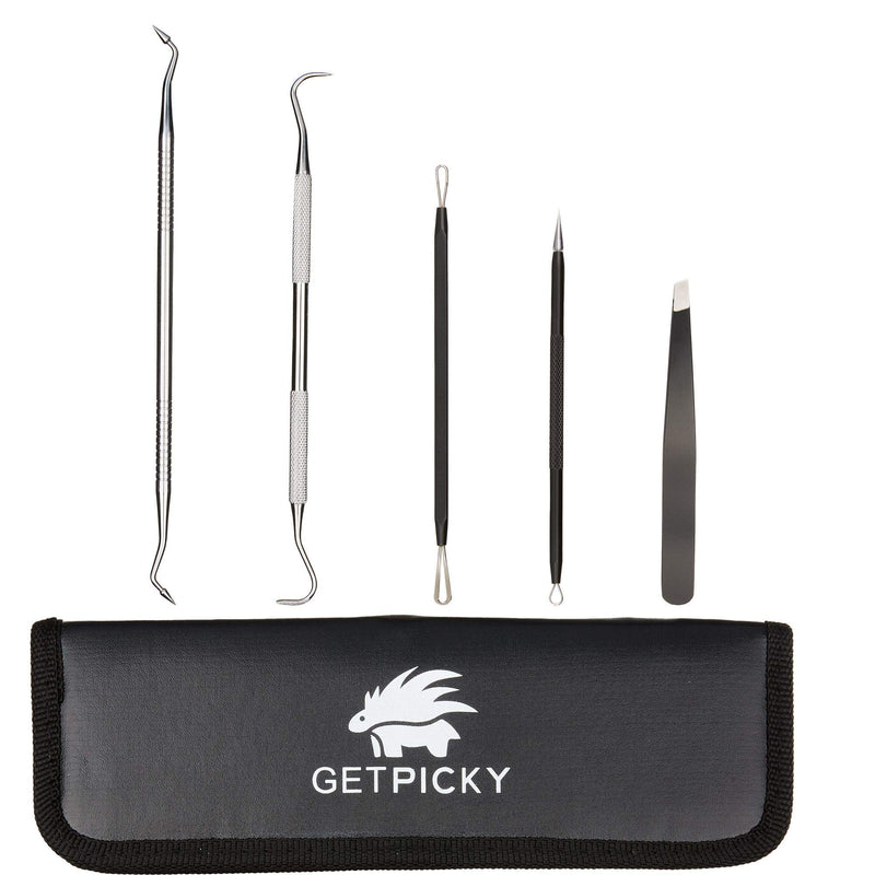 GETPICKY: All-In-One Kit - Blackhead Extractor, Plaque Remover, Slant-Tip Tweezers - Best Professional Care Kit - Acne, Oral, And Skin Treatment With Travel Case - BeesActive Australia